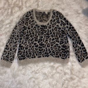 H&M fuzzy leopard sweater